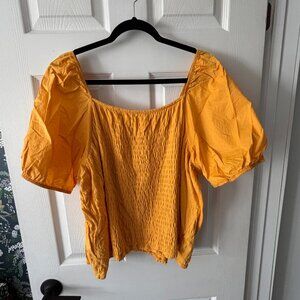 Smocked Bodice Puff Sleeve Top